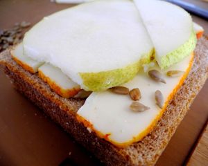 pear muenster sunflower seed grilled cheese sandwich 3
